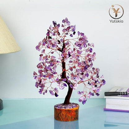 YATSKIA Amethyst Crystal Tree Stones and Crystals Tree of Life, Crystal Home Decor, Good Luck Gifts, Spiritual Gifts for Women