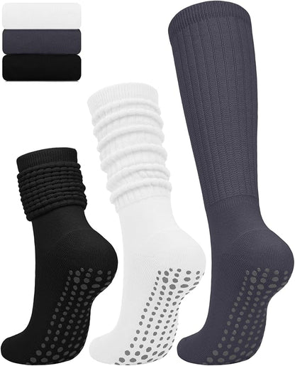 3/6 Pairs Grip Pilates Socks for Women, Non-slip Yoga Athletic Socks for Barre Ballet Barefoot Workout Hospital