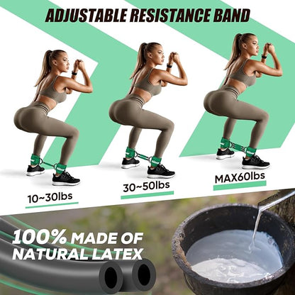 Ankle Resistance Bands with Cuffs, Ankle Weights Bands for Working Out, Women Leg and Glutes Workout Equipment, Exercise Bands for Kickbacks, Butt and Booty Trainer, Home Gym Fitness Equipment