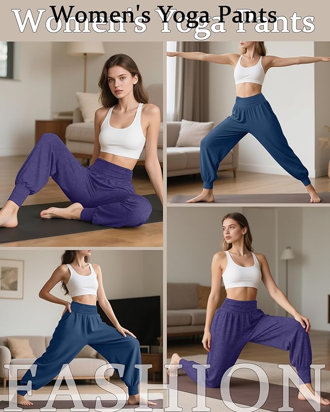 2 Pack Women's Yoga Joggers, Cozy Sweatpants with Pockets Casual Loose Comfy High Waisted Lounge Pants