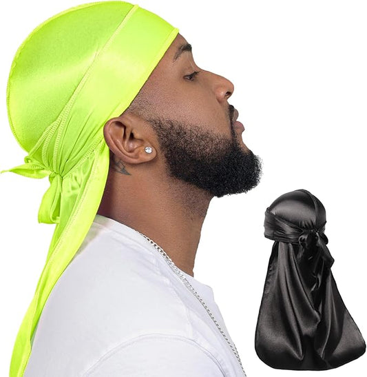 ForceWave 2 Pieces Silky Durag Pack for Men Women Waves, Premium Satin Deluxe Du-rag