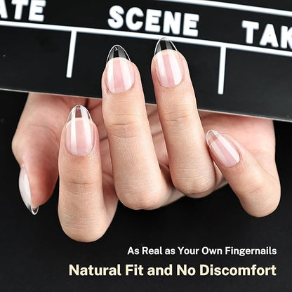JODSONE Short Obese Almond Nail Tips 240Pcs Soft Nail Gel Tips 12 Sizes Half Matte Full Cover Clear Gelly Press on Flase Nail Tips for Extension Nail Manicure Home DIY