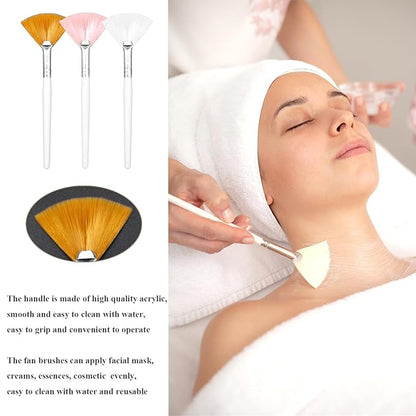 15 Pieces Fan Brushes Soft Fan-shaped Brushes Facial Mask Applicator Brush Cosmetic Makeup Applicator Skin Care Tools for Mud Cream