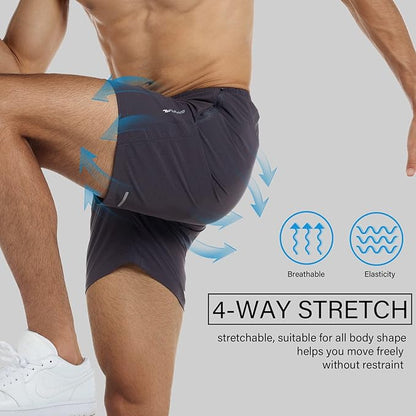 Men's Running Shorts 6" Quick Dry Gym Athletic Workout Shorts for Men with Pockets