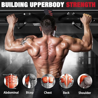 Pull Up Assistance Bands,Up to 300 lbs Assistance,Adjustable Heavy Duty 4 Pull Up Bands with Handle and Door Anchor for Home Gym Fitness Exercise Strength Training Workout Equipment