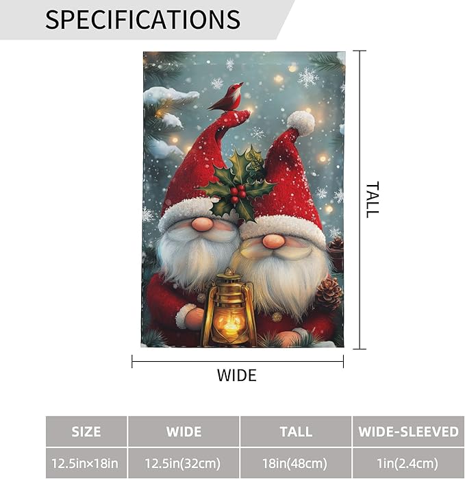 Gnomes Red Garden Flag 12x18 In Double Sided Yard Flags Lawn Sign Decor No Flagstand