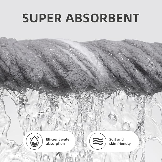 40x80 Inches Oversized Bath Sheets Extra Large Bath Towels Set of 2 for Adults Super Soft Quick Dry Lightweight Lint Free Absorbent Stripe Microfiber Shower Towels (Grey, 2 Piece)