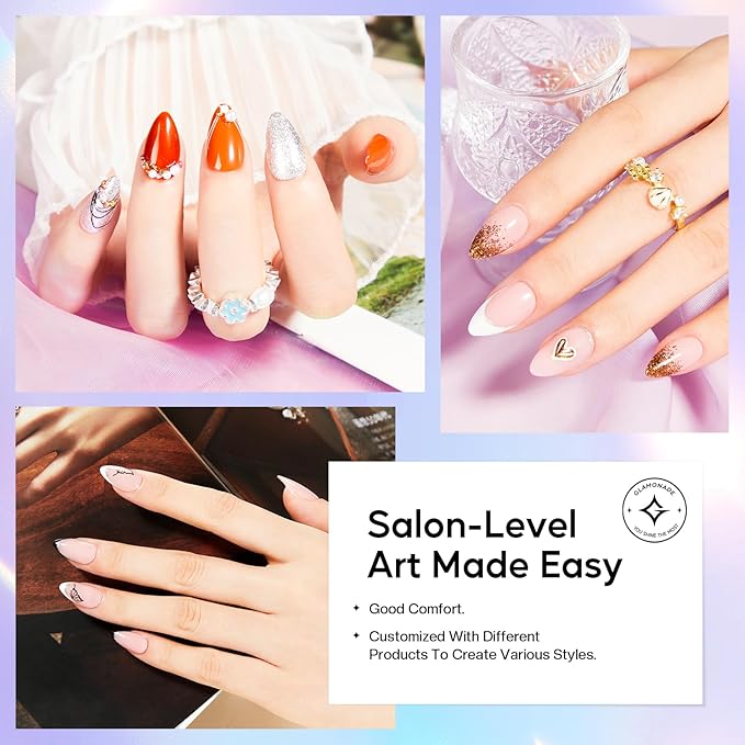 Short Gel Nails Kit: 312pcs Almond Clear Press on Nail Tips - Professional Acrylic Nail Extensions Full Cover Pre-Shaped Fake Nails for Salon DIY at Home with 12 Sizes