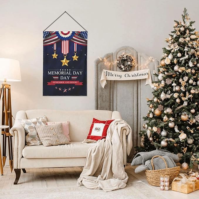 Memorial day 4th of july Flag decorations Decor Flags for Outside 12.5x18 Inch REMEMBER AND HONOR Patriotics Garden Flag Farmhouse Yard Indoor/Outdoor Decoration Banner Decor Gifts