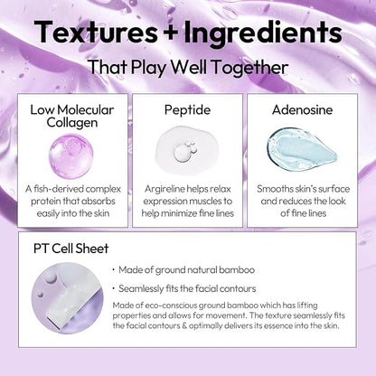 LAPCOS Collagen Sheet Mask, Firming Daily Face Mask with Collagen Peptides for Anti-Aging, Helps to Minimize Wrinkles, Restores Skin Elasticity & Firmness, Hydrating, Korean Beauty, 10-Pack