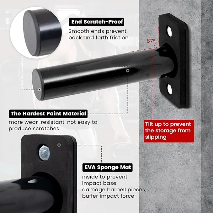 Wall Mounted Weight Plate Rack Storage, Steel Wall Mounted Weight Plate Holder Fits 2" Plates for Home Gyms, Garages, and Power Racks