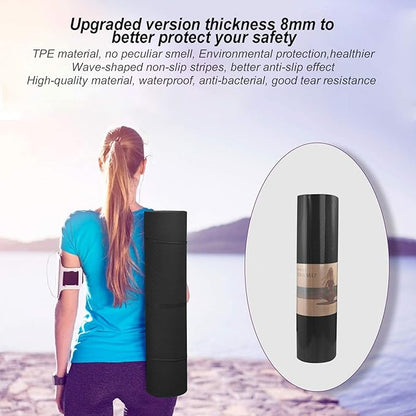Yoga Mat 1/3 inch QMKGEC Exercise Mats 8mm TPE Non-Slip Extra Thick High-Density Eco Friendly for Yoga Workout Pilates Yoga Mats for Women Men