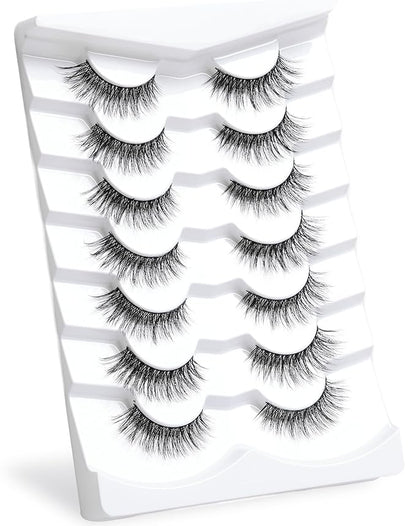 Onlyall Natural Lashes Wispy Lashes Natural Look False Eyelashes Natural Flared Eyelashes False Eye Lashes Soft Fluffy Lashes 7 Pairs D6 Volume-13mm