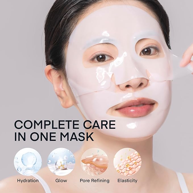Terez & Honor Collagen Face Mask Overnight - 8 ea x 33g 100 Dalton Ultra Low Bio Collagen Gel Mask for Glass Glow Skin, Deep Hydration, Wrinkle, Fine Lines, Pore, Elasticity & Firming, Korean Skincare