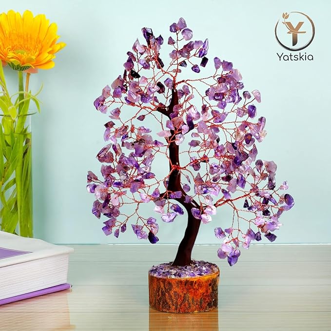 YATSKIA Amethyst Crystal Tree Stones and Crystals Tree of Life, Crystal Home Decor, Good Luck Gifts, Spiritual Gifts for Women