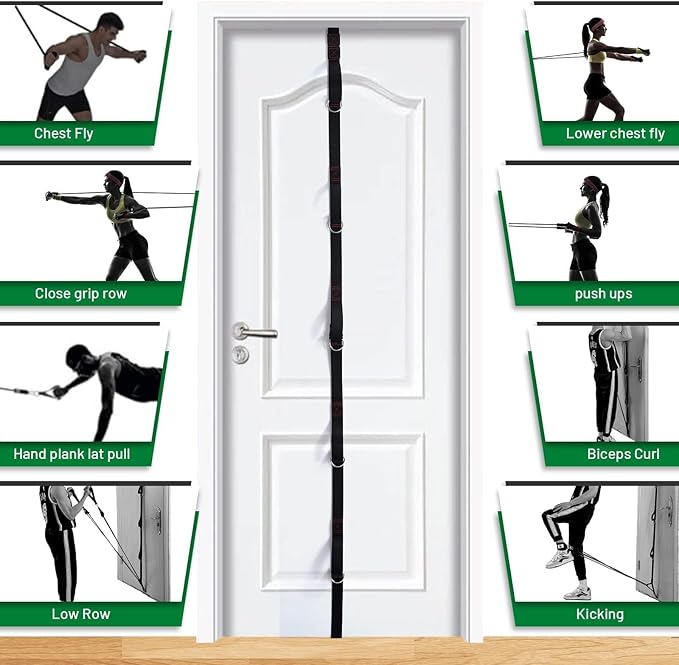 Slim Panda Door Anchor Strap for Resistance Bands, Door Resistance Bands for Workouts, Strength Training, Portable Door Gym Attachment for Home Fitness, Multi Point Anchor Workout Equipment
