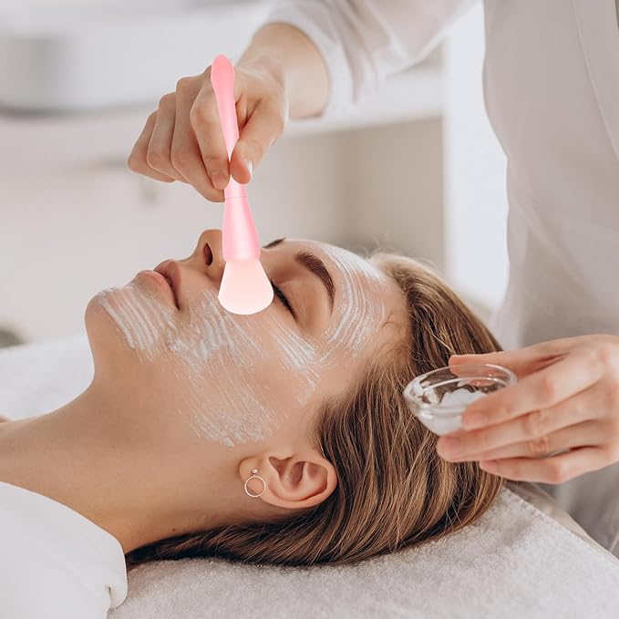 Silicone Face Mask Brush, 2 Pcs Skin Care Brush Applicator Soft Double Head Moisturizers and Facial Mud Mask Applicator Face Cream Spoon Beauty Makeup Scrubber Facial Skin Care Tools for Apply Lotion