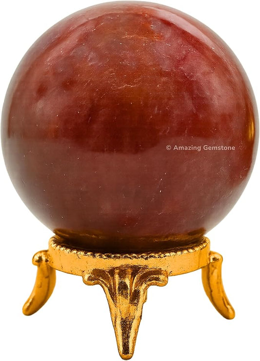 Amazing Gemstone Strawberry Quartz Crystal Ball with Stand - 2 Inches Crystal Sphere Meditation Balls for Witchcraft and Decorative Balls