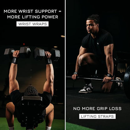 Breaking Limits Gym Straps Weight Lifting Wrist Wraps Bundle – Workout Lifting Straps for Deadlift – Wrist Straps for Weightlifting Men & Women - Muñequeras Para Gym