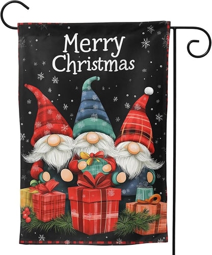 Merry Christmas Gnomes Garden Flag 12x18 In Double Sided Yard Flags Lawn Sign Decor No Flagstand