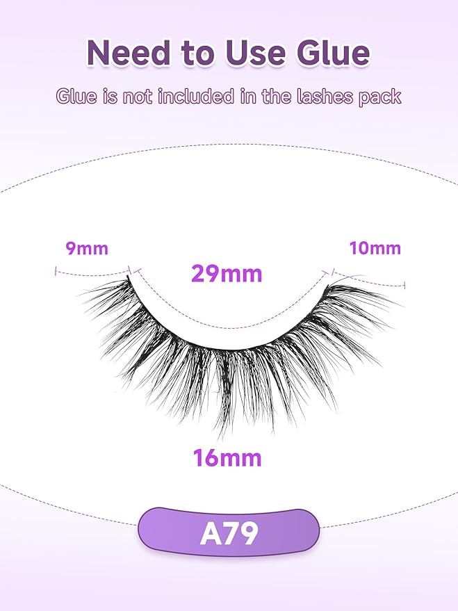 False Eyelashes 16MM Lashes Natural Wispy Eyelashes Thin Band Fluffy Lashes Pack +3D Volume False Lashes Soft Strip Lashes C Curl Natural Eyelashes Fake Lashes 7 Pair EVENTILL