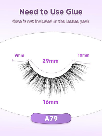 False Eyelashes 16MM Lashes Natural Wispy Eyelashes Thin Band Fluffy Lashes Pack +3D Volume False Lashes Soft Strip Lashes C Curl Natural Eyelashes Fake Lashes 7 Pair EVENTILL