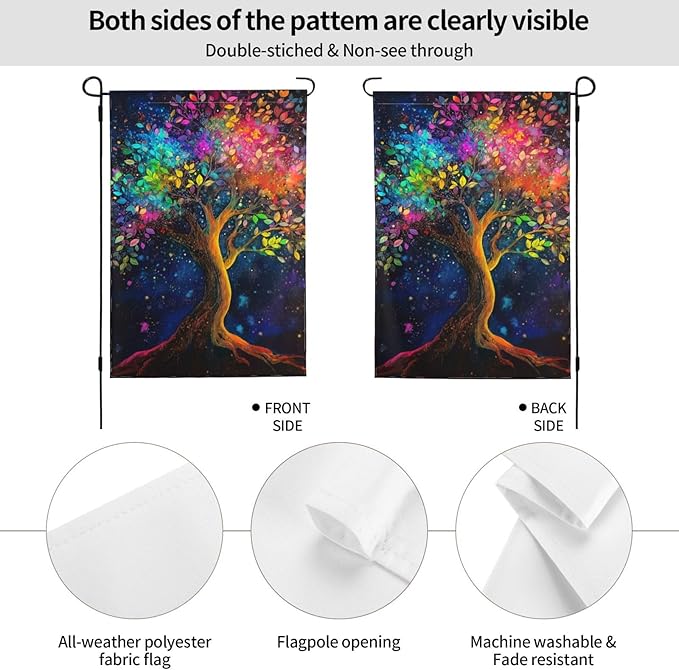 Colorful Tree Garden Flag 12x18 In Double Sided Yard Flags Lawn Sign Decor No Flagstand
