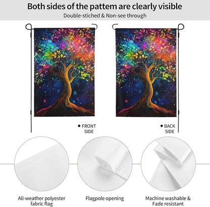 Colorful Tree Garden Flag 12x18 In Double Sided Yard Flags Lawn Sign Decor No Flagstand