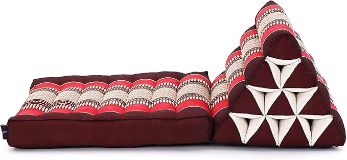 Leewadee 1-Fold Mat with Triangle Cushion – Comfortable TV Pillow, Foldable Mattress with Cushion Made of Eco-Friendly Kapok, 30 x 20 inches, red