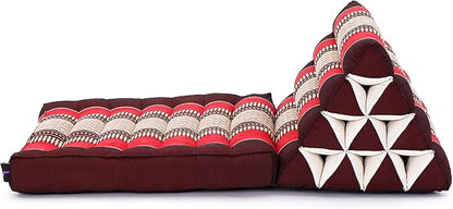 Leewadee 1-Fold Mat with Triangle Cushion – Comfortable TV Pillow, Foldable Mattress with Cushion Made of Eco-Friendly Kapok, 30 x 20 inches, red