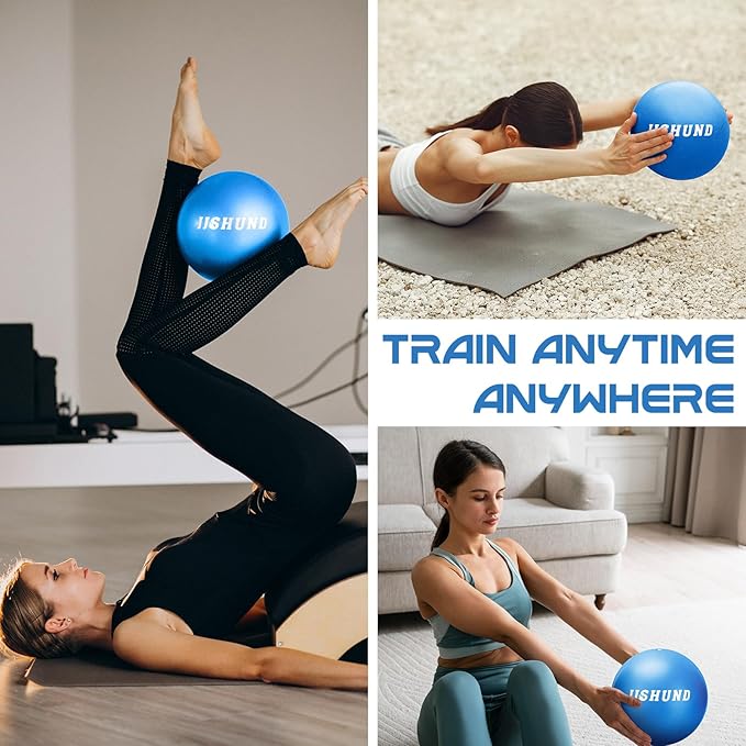 Pilates Ball, 9 Inch Small Exercise Mini Soft Workout Yoga Ball with Exercise Guide, for Home Gym Yoga, Pilates, Core Training, Workout, Balance, Stability