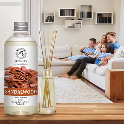 Reed Diffuser Refill Sandalwood 17 Fl Oz (500ml) - Room Diffuser - Home Fragrance - Scented Diffusers for Aromatherapy - Air freshener - Fresh/Intensive Fragrance