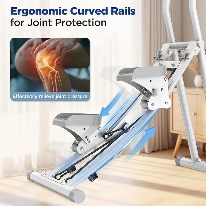 Stair Stepper for Home Gym Exercise, Stair Climber for Full Body Workout with Adjustable Handlebar & Pedals, Compact Foldable Vertical Cardio Exercise Climber with LCD Display