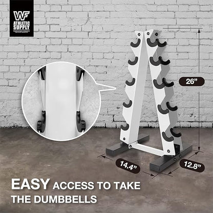 WF Athletic Supply Dumbbell Rack, 5-Tier A-Frame Dumbbell Rack for Dumbbell Storage, Color Options Available in Black/White/Green/Yellow/Red/Pink/Orange & Blue