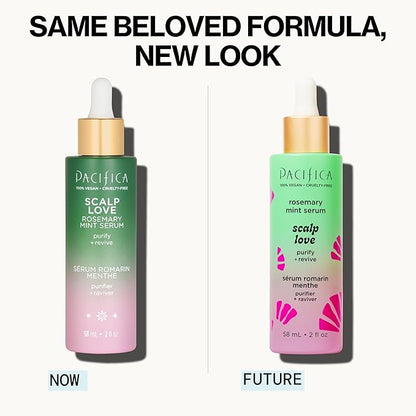 Pacifica Serum and Scalp Scrub Set – Rosemary Mint Scalp Love with Witch Hazel for Detox and Dry Itchy Scalp Relief, Vegan & Cruelty-Free, 2 oz & 4 oz (Set of 2)