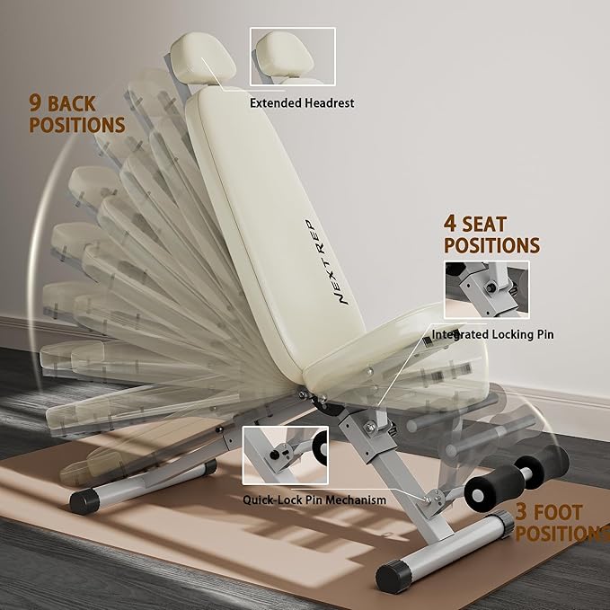 Adjustable Weight Bench for Home Gym, Workout Bench for Bench Press, Full Body Workout Incline Decline Flat Utility Exercise Bench, Full-Pin Mechanism lnnovative Fast Folding Strength Training Benches