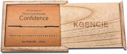 KGBNCIE Morse Code Bracelet for Women Sterling Silver Beads on Silk Cord Secret Message Fuck Friendship Inspirational Encouragement Bracelet Gift for Her
