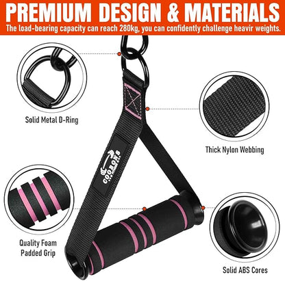 Heavy Duty Exercise Handles, Gym Cable Handles for Cable Machine Attachments, D Handle Cable Attachments, Handles for Resistance Bands, Workout Accessories, Fitness Equipment for Home Gym