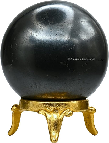 Amazing Gemstone Hematite Crystal Ball with Stand - 2 Inches Crystal Sphere Meditation Balls for Witchcraft and Decorative Balls