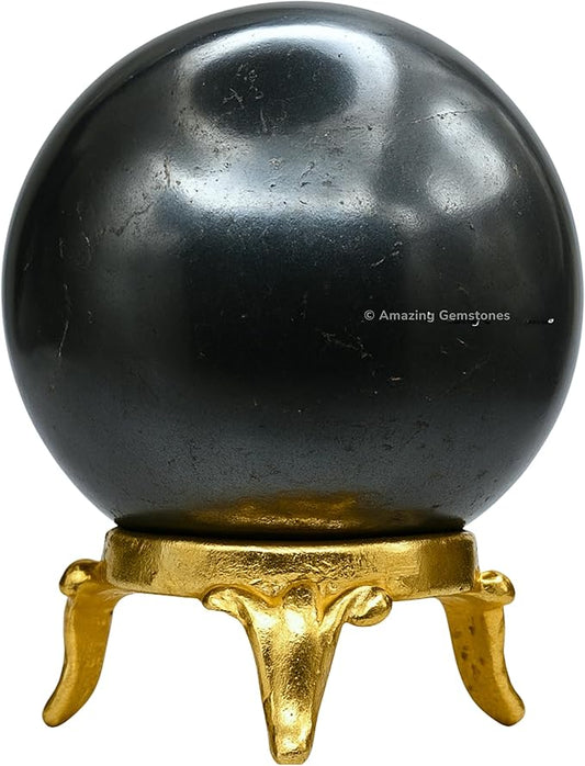 Amazing Gemstone Hematite Crystal Ball with Stand - 2 Inches Crystal Sphere Meditation Balls for Witchcraft and Decorative Balls