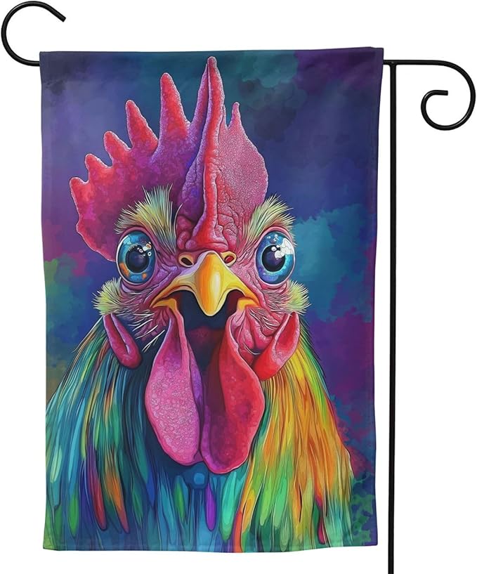 Rooster Garden Flag 12x18 In Double Sided Yard Flags Lawn Sign Decor No Flagstand