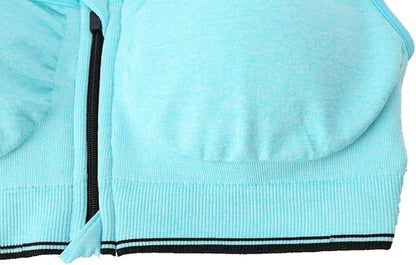 Women's Zipper Front Closure Sports Bra Racerback Yoga Bras