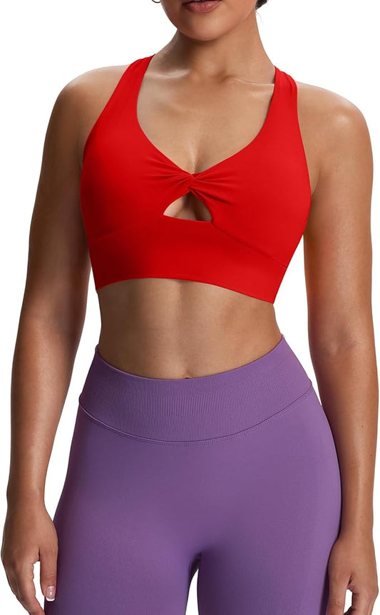 Aoxjox Women's Workout Sports Bras Twist Front Fitness Training Gym Bra Yoga Crop Lola Tank