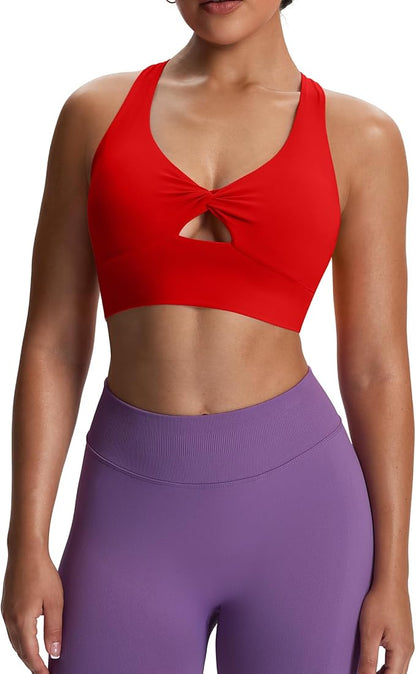 Aoxjox Women's Workout Sports Bras Twist Front Fitness Training Gym Bra Yoga Crop Lola Tank