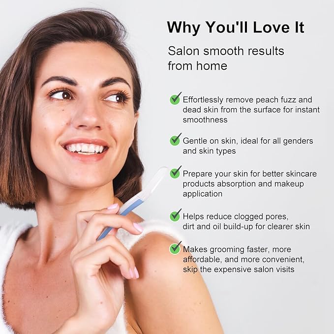 Face Razors for Women, Dermaplane Razor for Women Face, Eyebrow Razor, Dermaplaning Tool, Skin Safe Microblades, Peach Fuzz Remover (12ct, Aegean Frost)