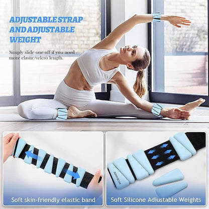 Ankle Weights Set of 2 (1 lb/2 lb/3 lb Each) Adjustable Wrist Weights for Women Men Wearable Arm Leg Weight for Pilates, Running, Walking, Workout, Yoga