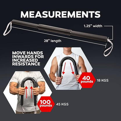 Python Power Twister Bar - Upper Body Exercise for Chest, Shoulder, Forearm, Bicep and Arm Strengthening Workout Equipment by Core Prodigy