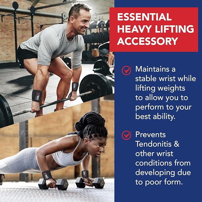 Doctor-Developed Gym Wrist Wraps/Lifting Wrist Straps for Weightlifting, Heavy Duty Gym Straps With Thumb Loops, Wrist Wraps for Working Out & Protection, Weight Lifting Wrist straps For Men & Women (Black)