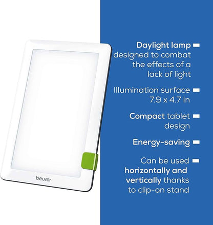 Beurer TL30 Portable Daylight Lamp- UV-Free 10,000 Lux LED Bright White Light Therapy for Home, Travel, & Office Lighting