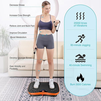 AXV Vibration Plate Exercise Machine Whole Body Workout Portable Mini Vibrate Fitness Platform Lymphatic Drainage Machine for Weight Loss Shaping Toning Wellness Home Gyms Workout (Mini)